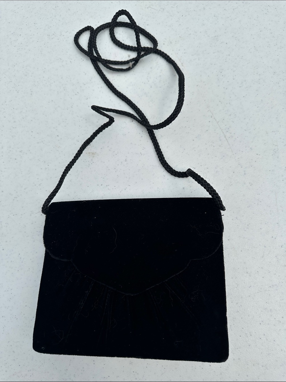 Black Velvet Evening Clutch with Braided Strap